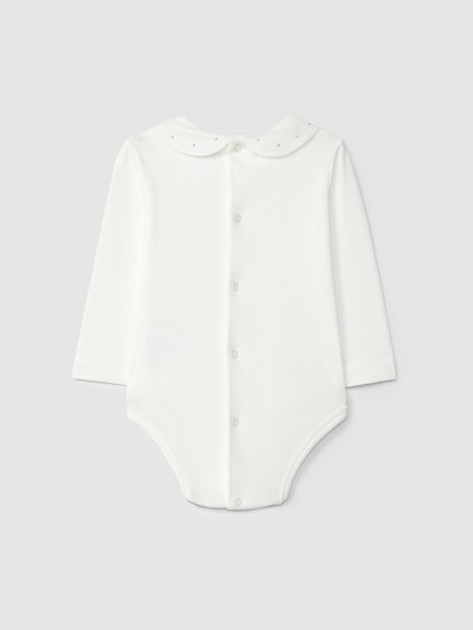 Body con cuello redondo con lunares bordados Body con cuello redondo con lunares bordados
