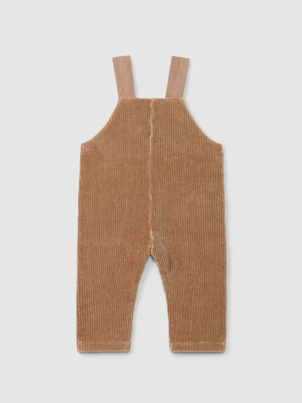Dungarees in corduroy-type fabric with pockets Dungarees in corduroy-type fabric with pockets