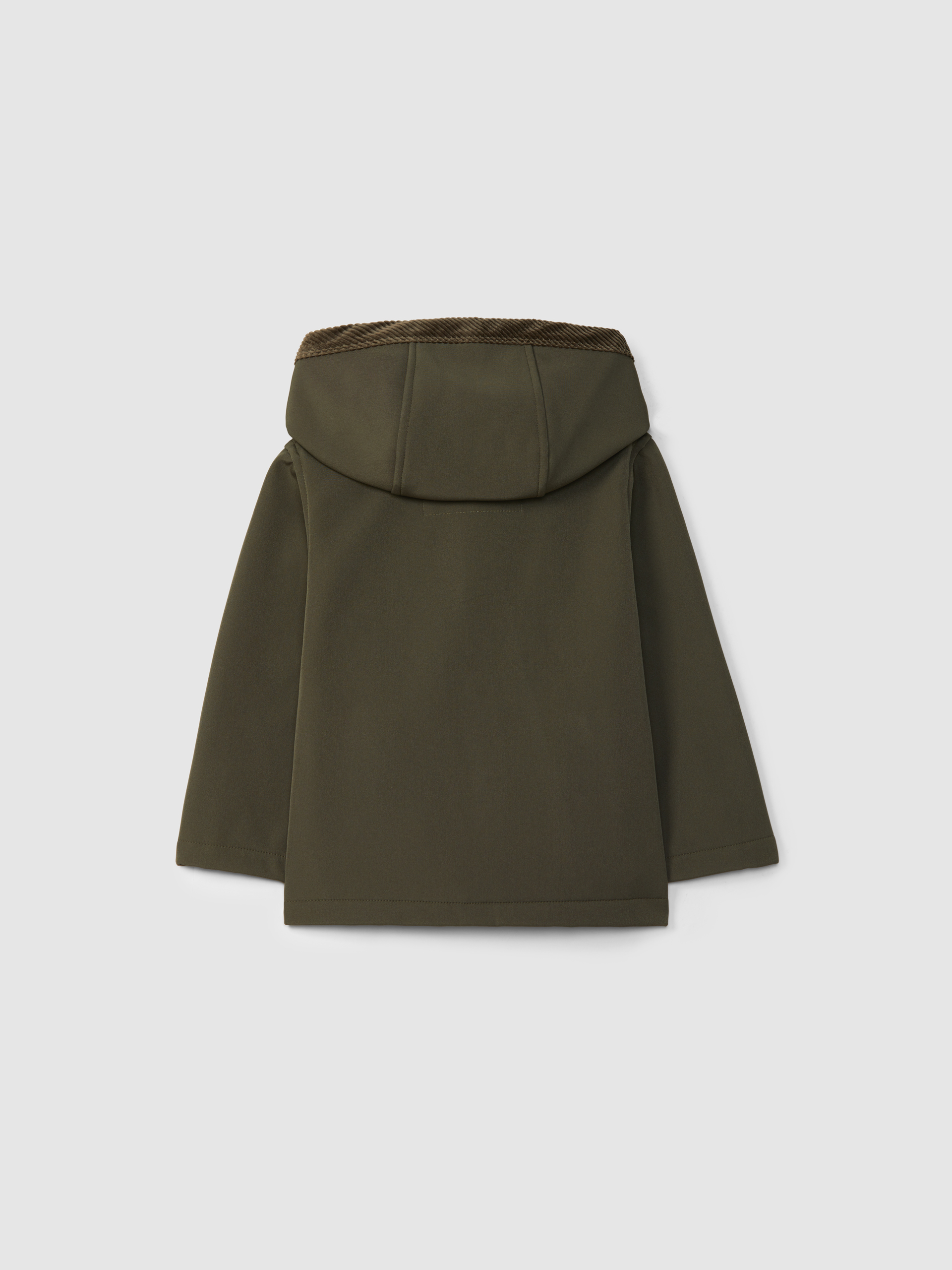 Hooded coat with corduroy details