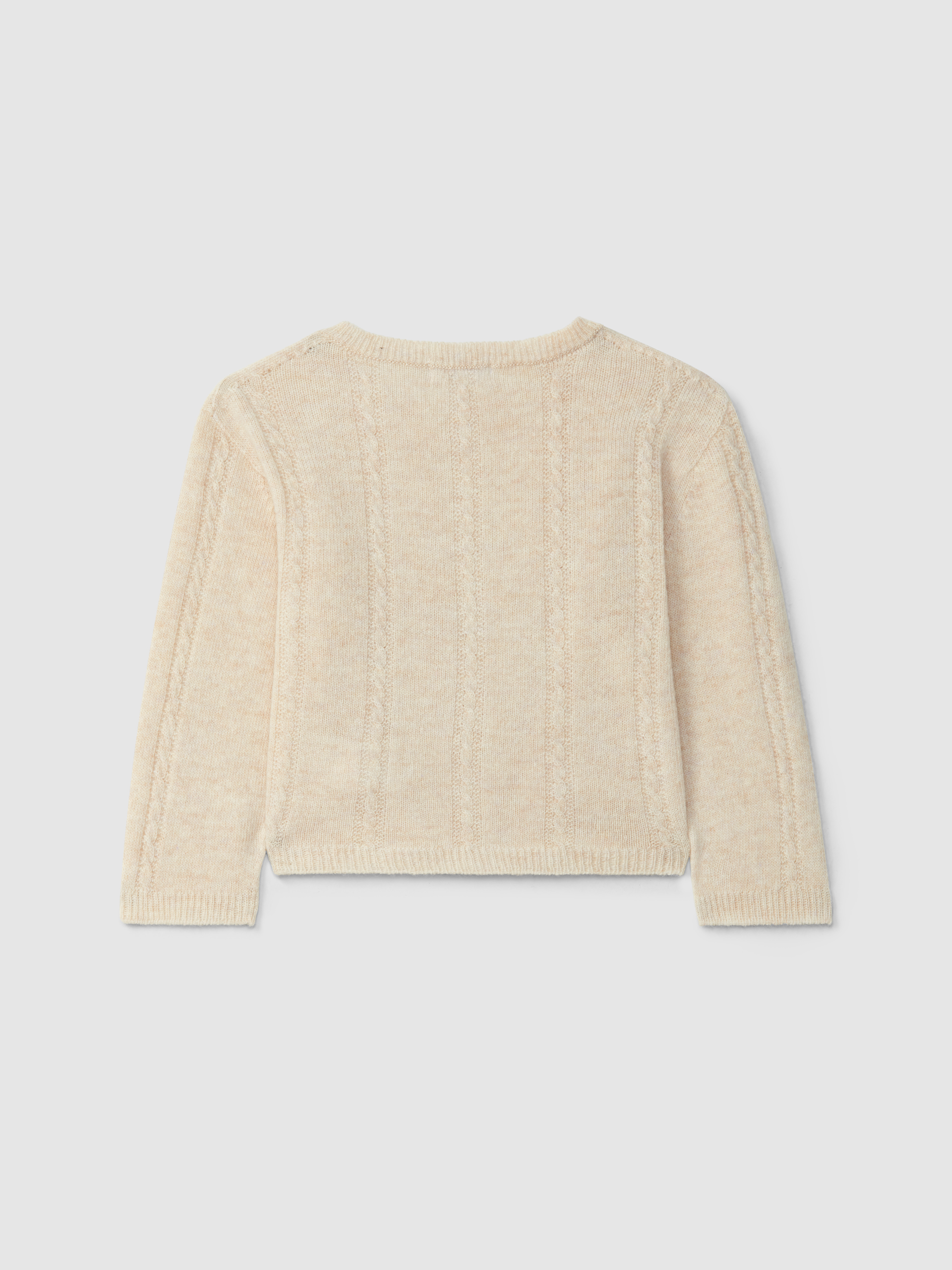 Cardigan knitted in wool with cable-knit