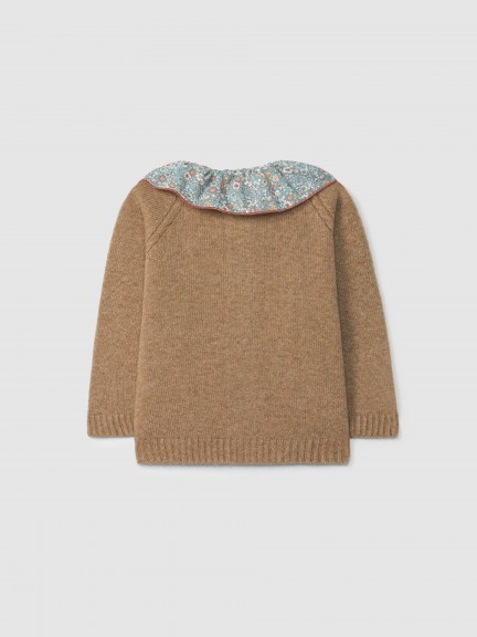 Knitted jacket with print collar Knitted jacket with print collar