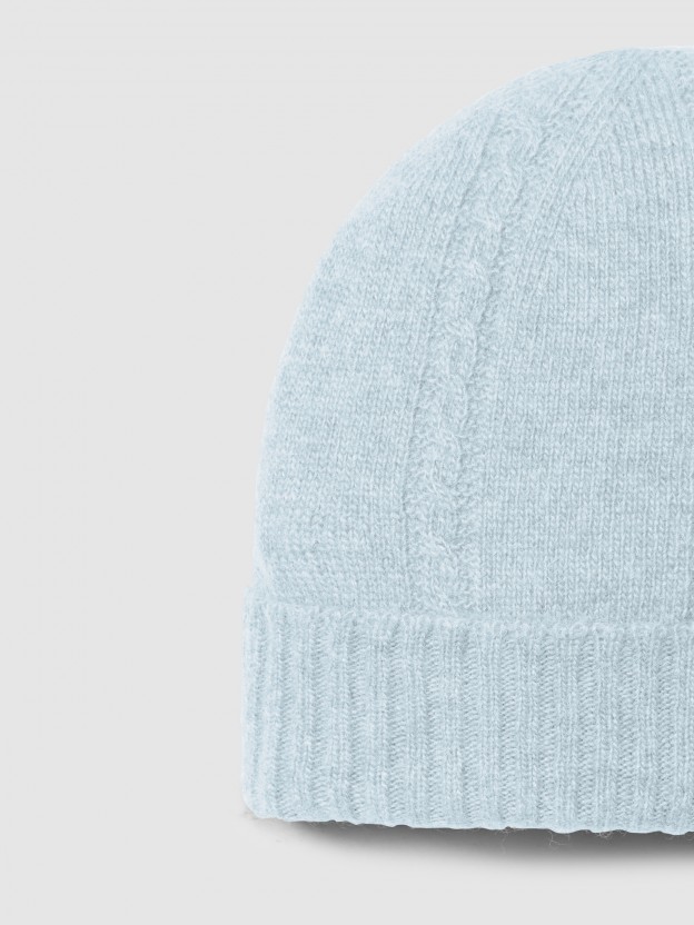 Knitted beanie with cable-knit detail Knitted beanie with cable-knit detail