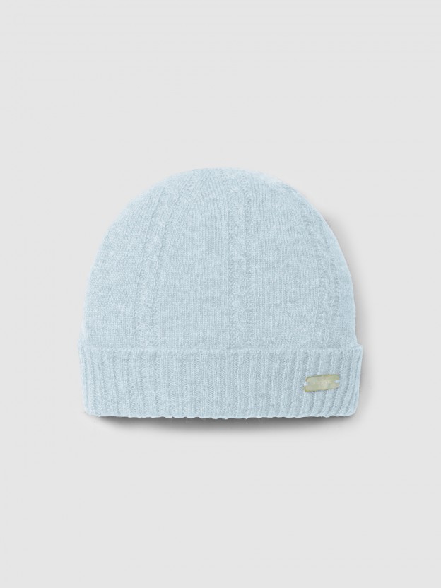 Knitted beanie with cable-knit detail Knitted beanie with cable-knit detail