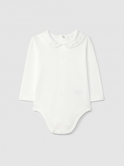 Body con cuello redondo con lunares bordados