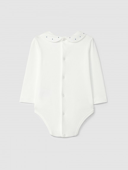 Bodysuit round collar with embroidered polka dots Bodysuit round collar with embroidered polka dots