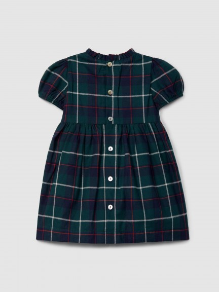 Robe carreaux et détail de galon en velours Robe carreaux et détail de galon en velours