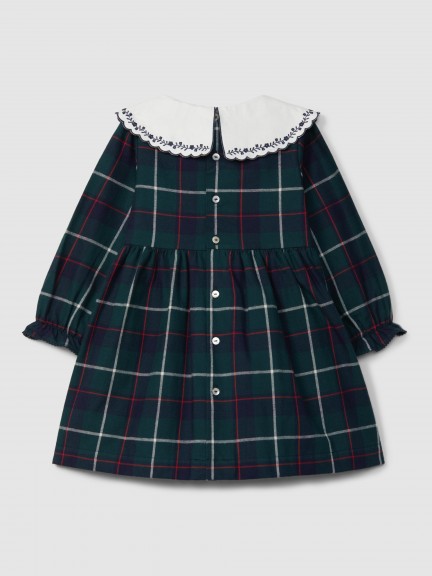 Check dress with embroidered collar Check dress with embroidered collar