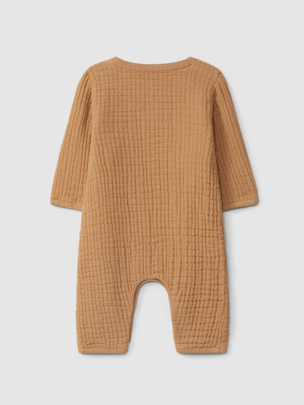 Double gauze crossover romper with cotton padding
