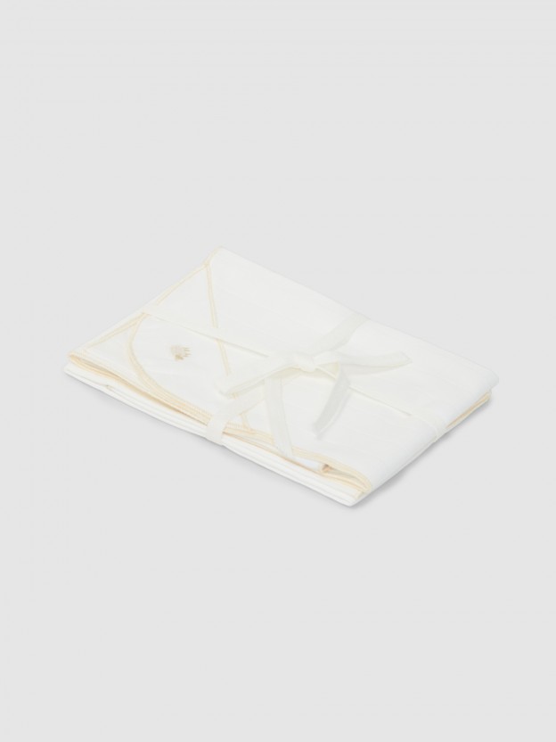 Pack of two burping cloths with embroidered detail