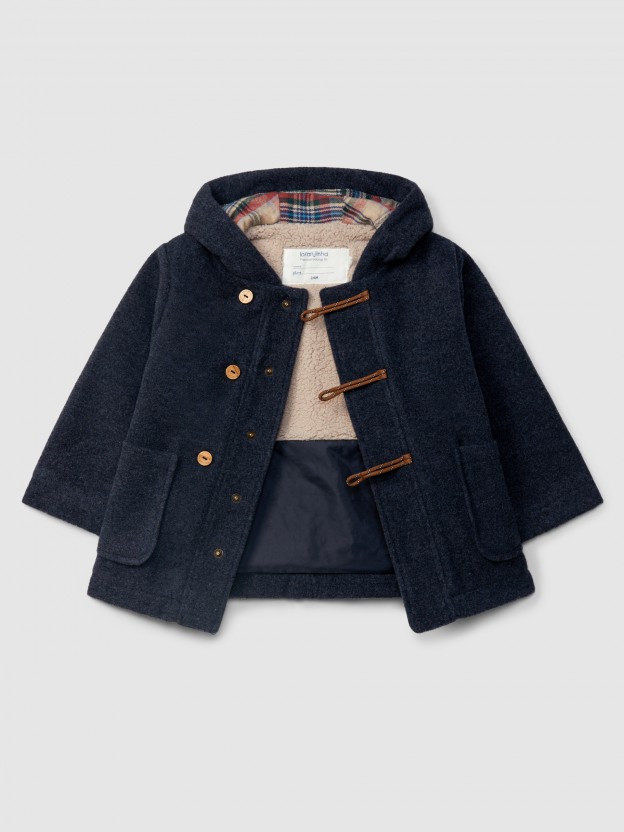 Hooded overcoat with pockets Hooded overcoat with pockets