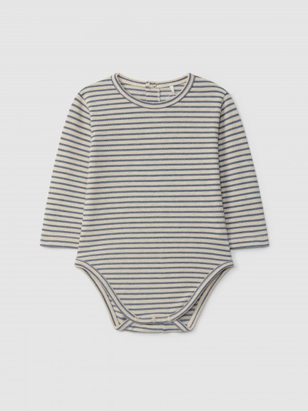 Striped piqu� bodysuit