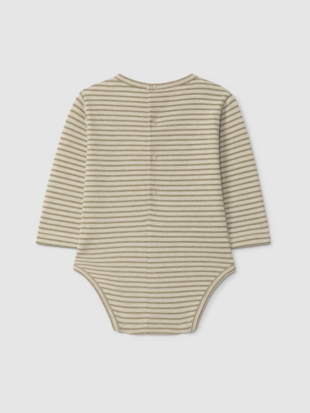 Striped piqu� bodysuit
