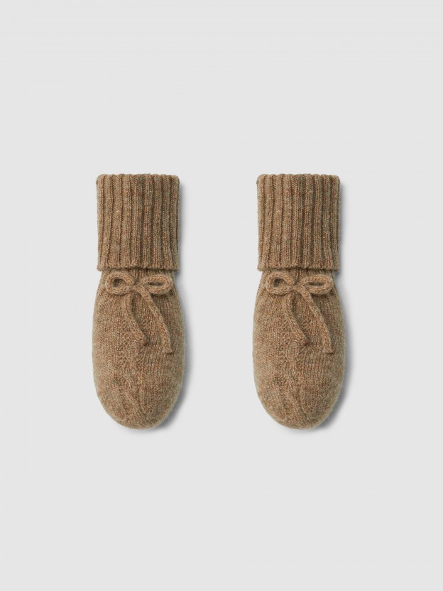 Knitted booties with cable-knit detail Knitted booties with cable-knit detail