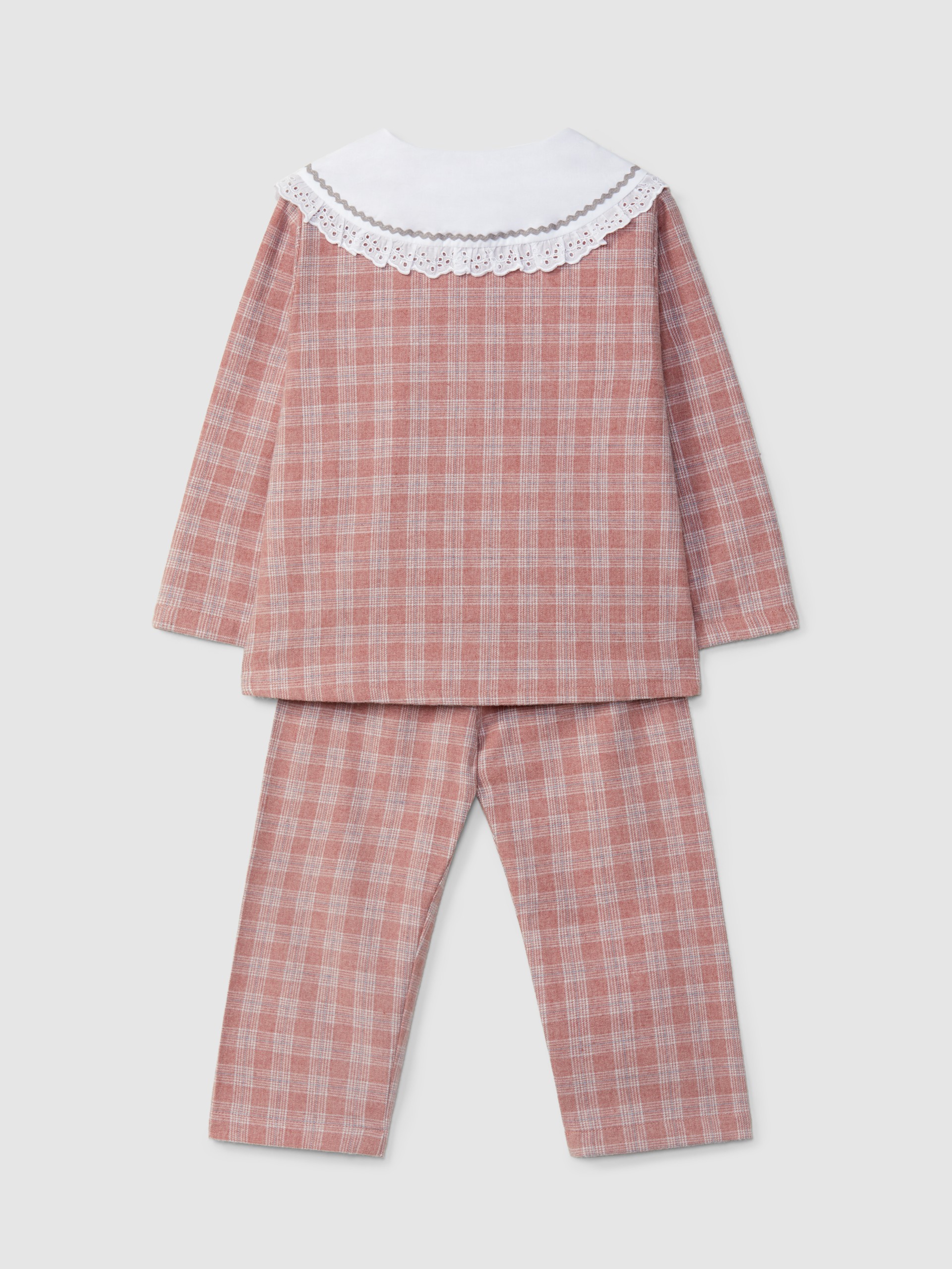 Pijama xadrez gola bordado inglês e espilha