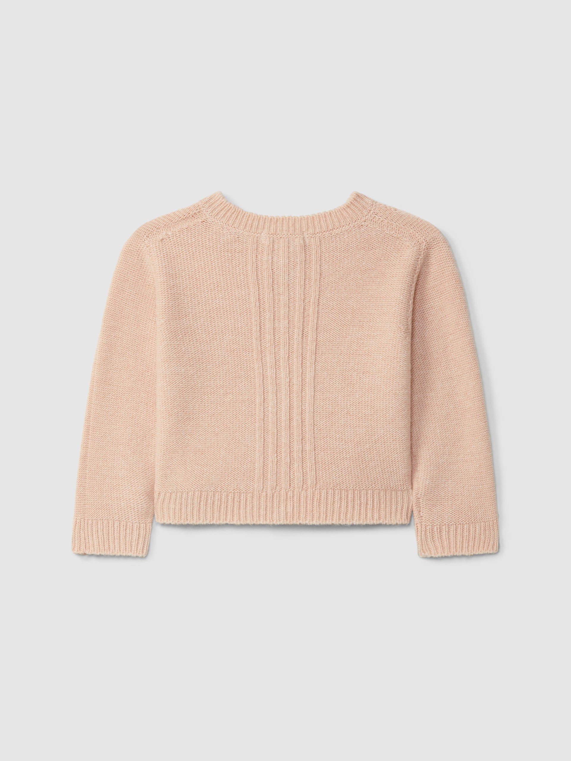 Knitted cardigan crew neck with embossed stripes