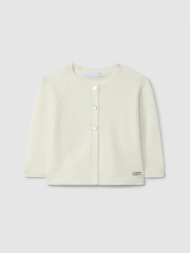 Knitted cardigan with cable-knit detail