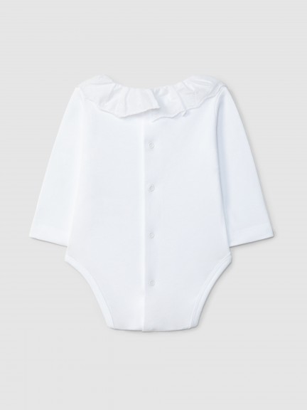 Bodysuit with delicate embroidered ruffled collar Bodysuit with delicate embroidered ruffled collar