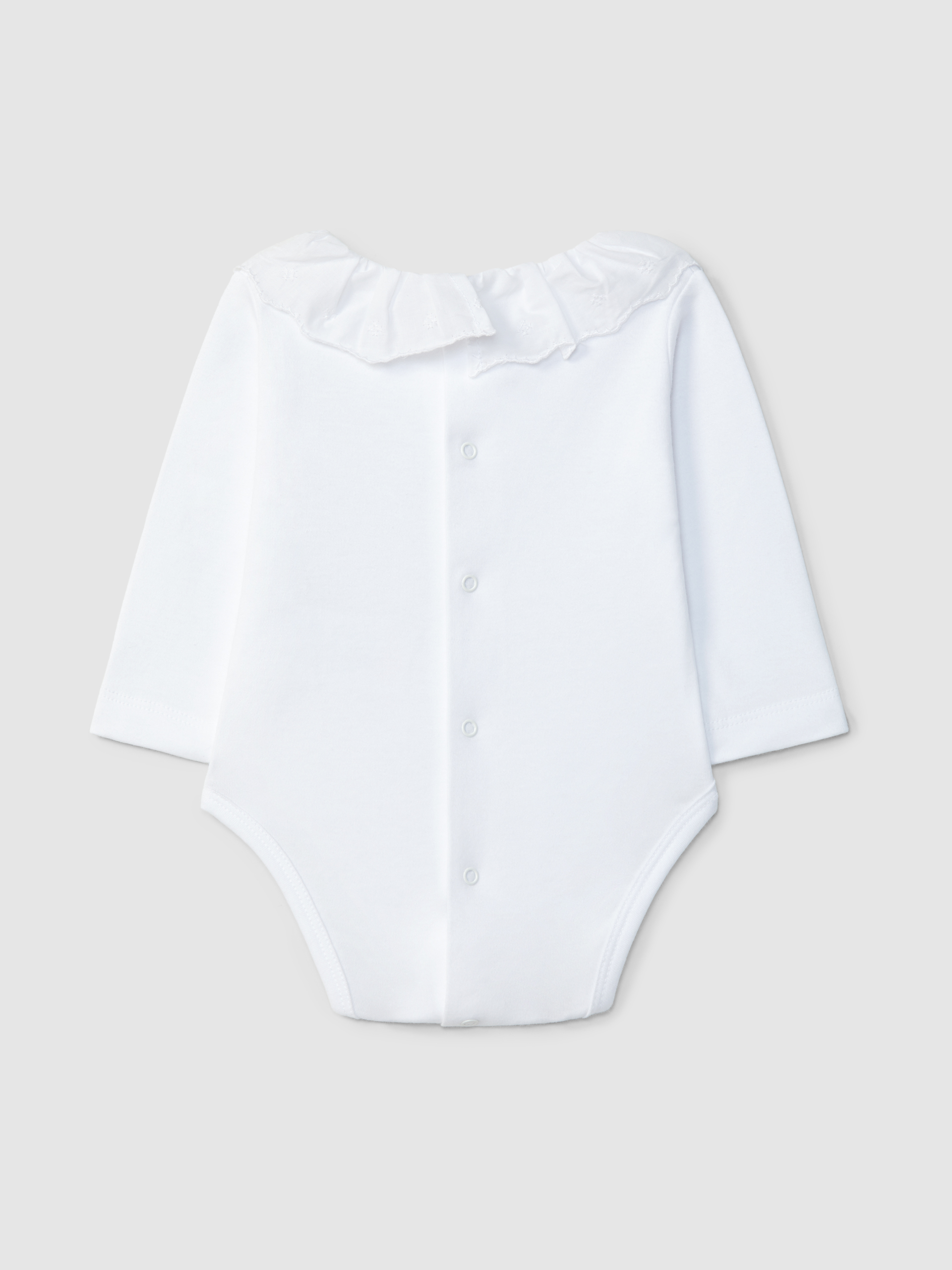 Body con cuello de volante delicado bordado