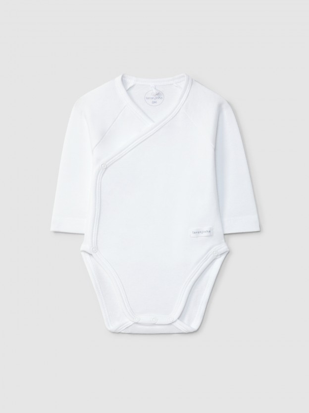 Plain cotton crossover bodysuit