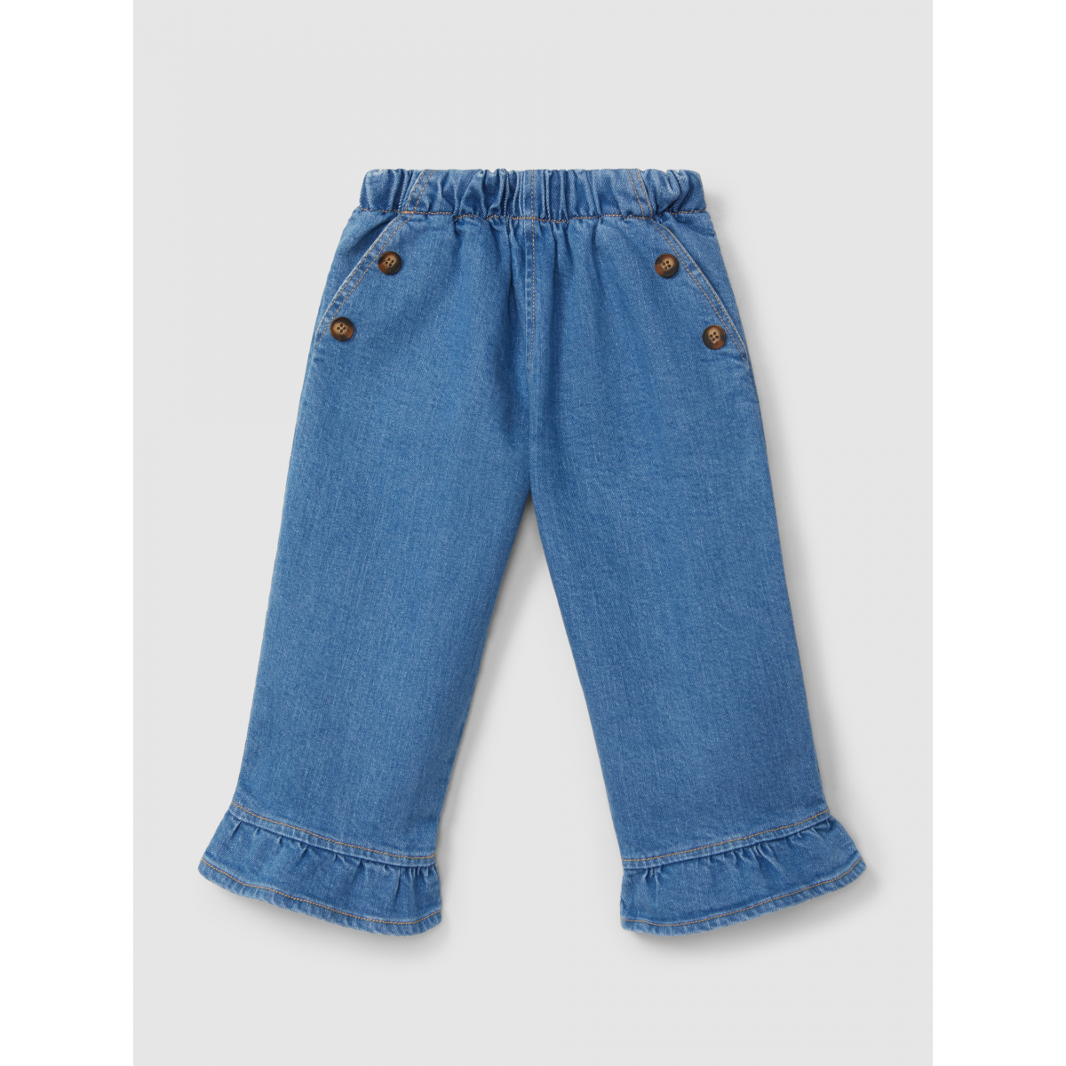 Denim pants with ruffled detail - 93014I5783R120037 - Laranjinha