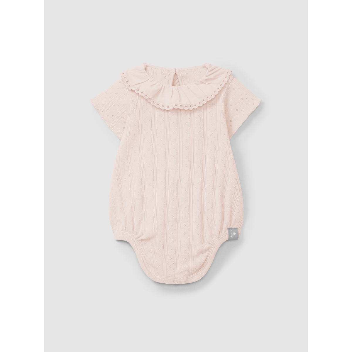 Ajour pattern bodysuit with ruffled collar English
